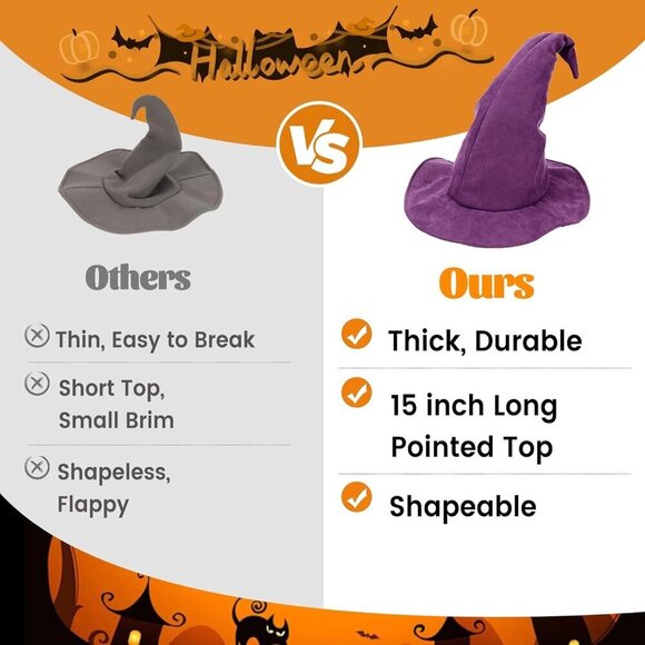 ?Women Purple Hat for Adult Halloween Costume Witch Hat Accessories main image 7